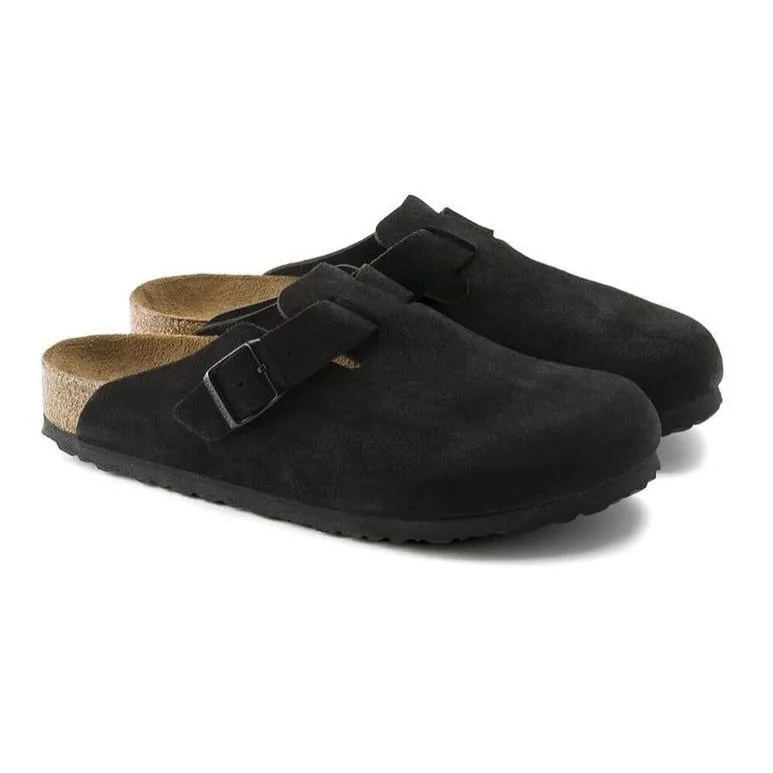 Birkenstock Boston Soft Footbed "Suede Black"