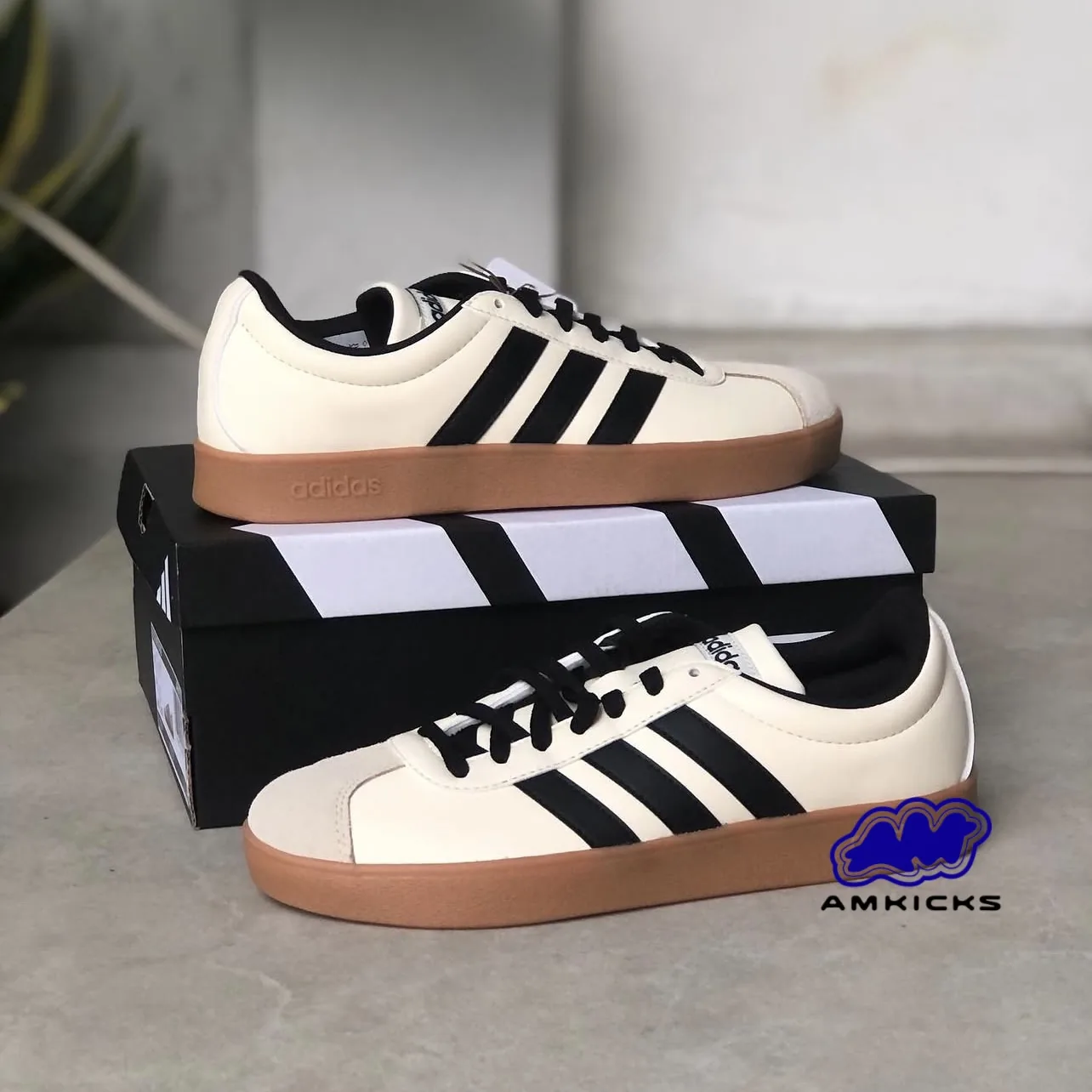 adidas VL Court Base "White Black Crystal Sand"