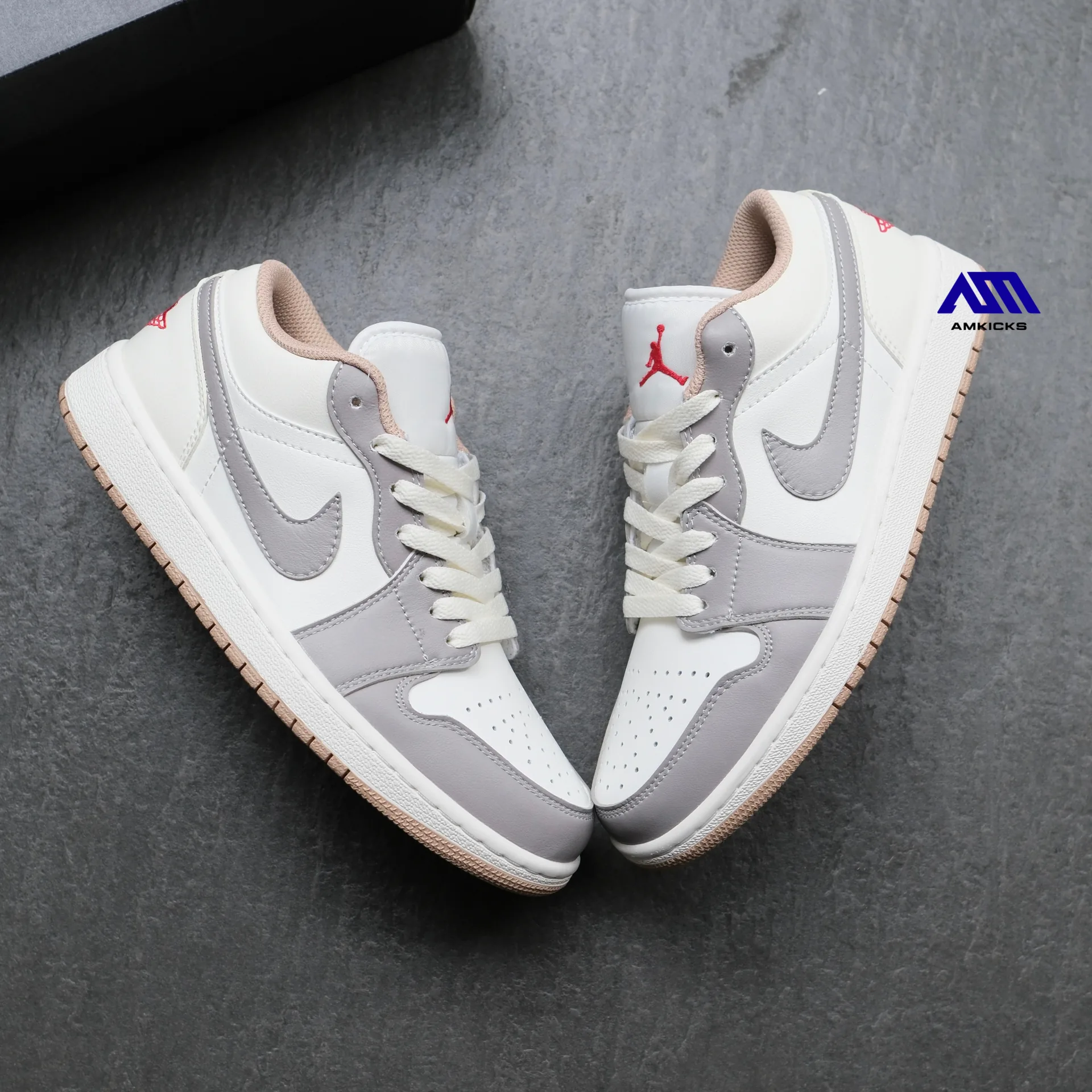 Jordan 1 Low "Sail Fire Red College Grey"