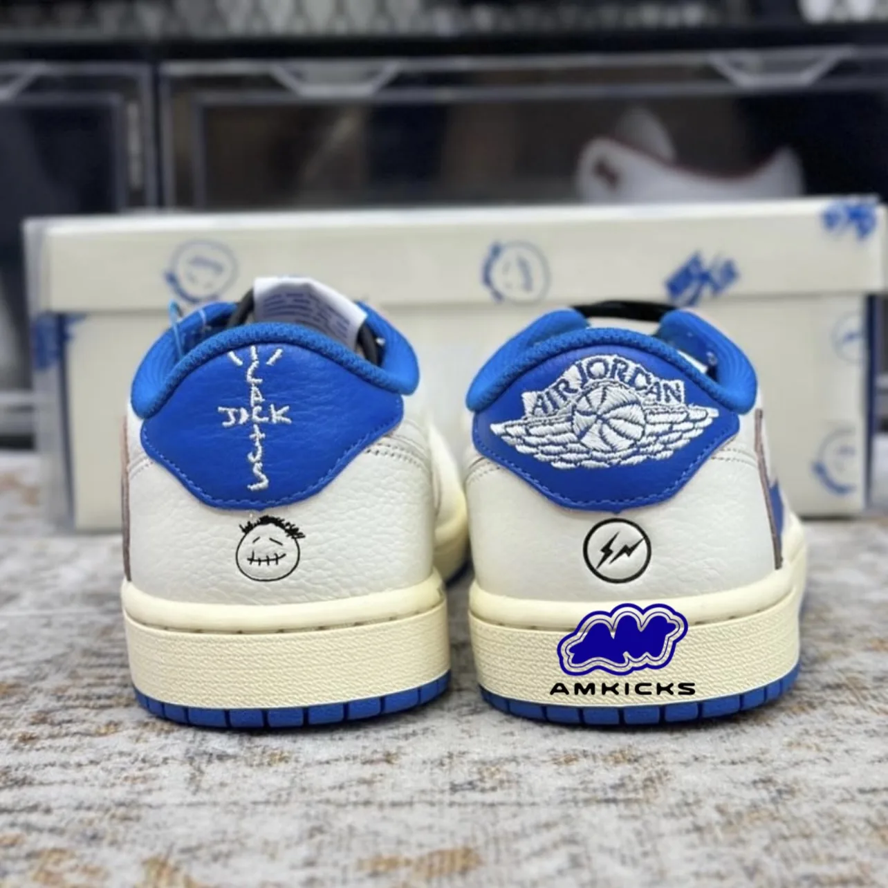 Jordan 1 Retro Low OG SP Fragment x Travis Scott Sail Military Blue