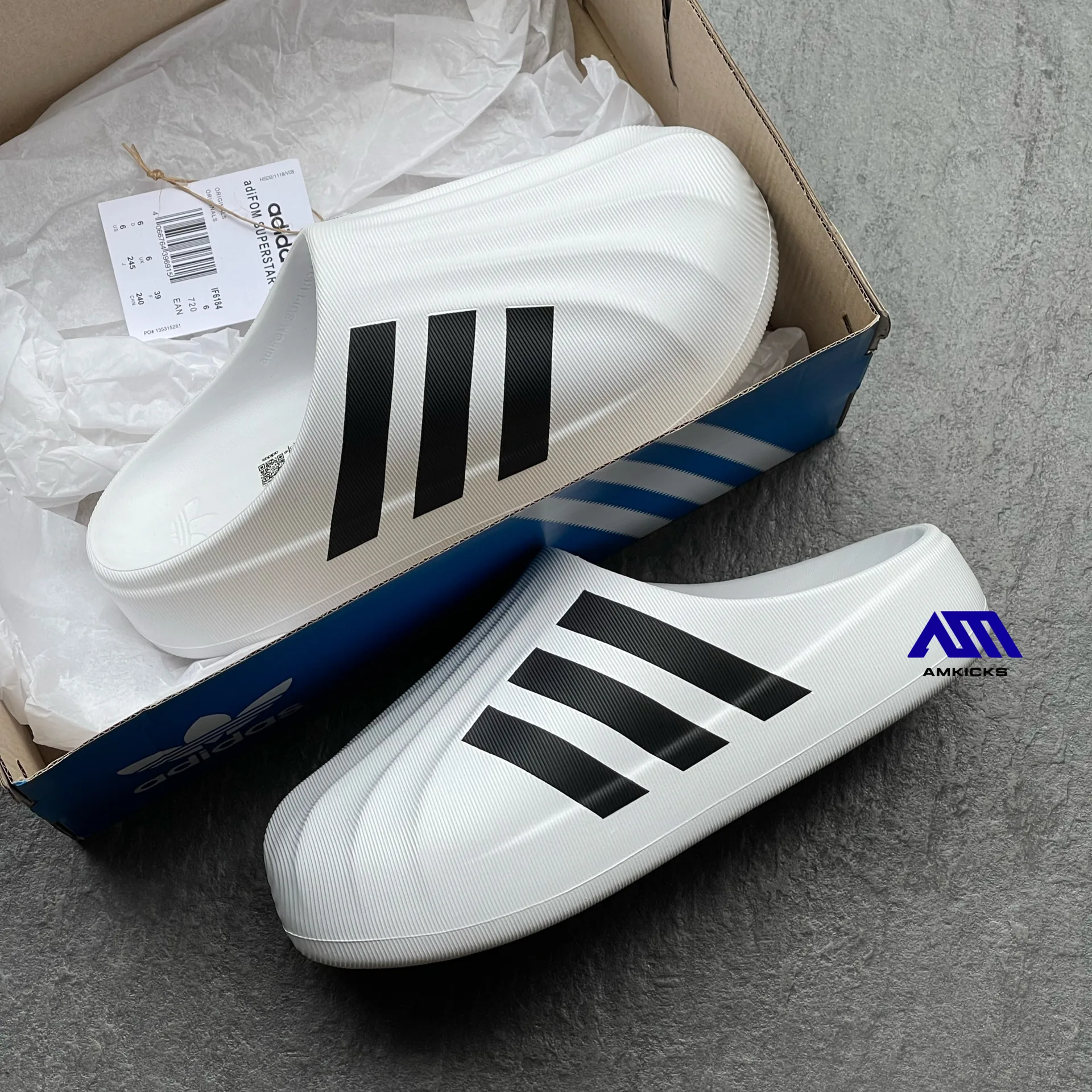 adiFOM Superstar Mule "White Black"