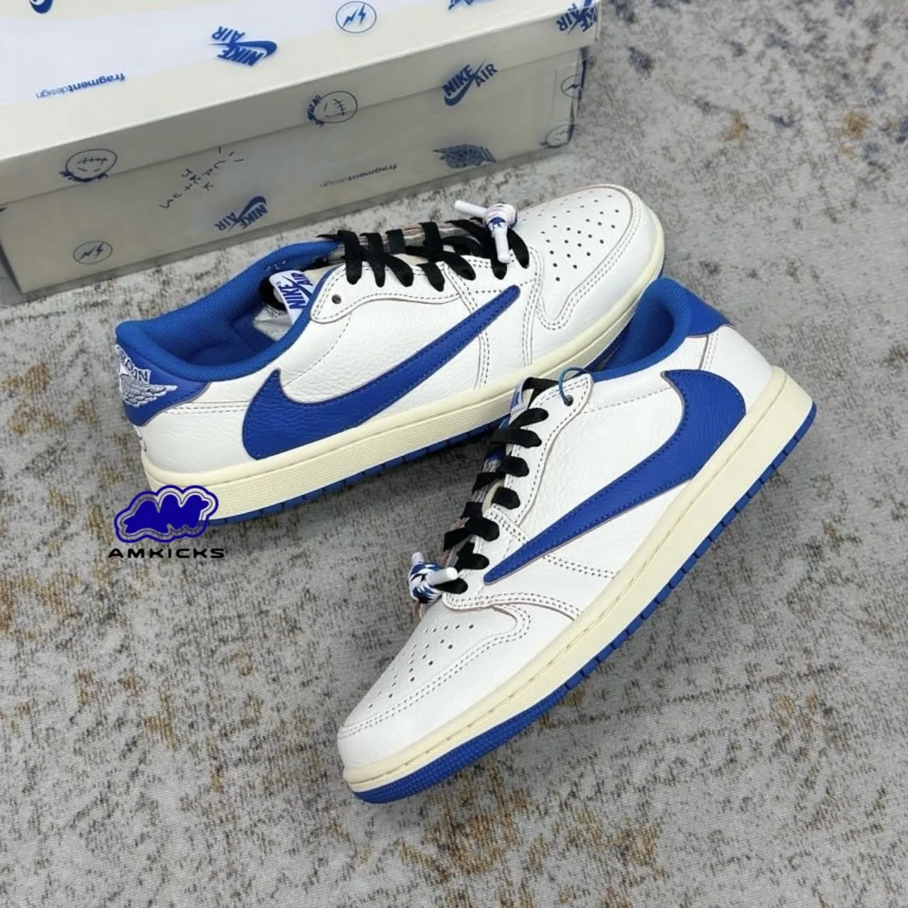 Jordan 1 Retro Low OG SP Fragment x Travis Scott Sail Military Blue