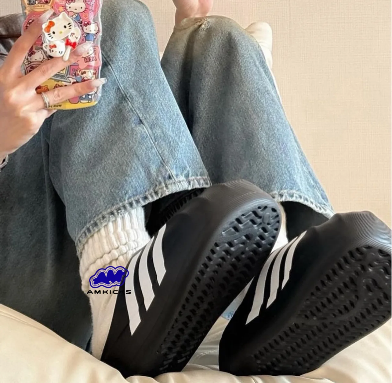 adiFOM Superstar Mule "Black White"