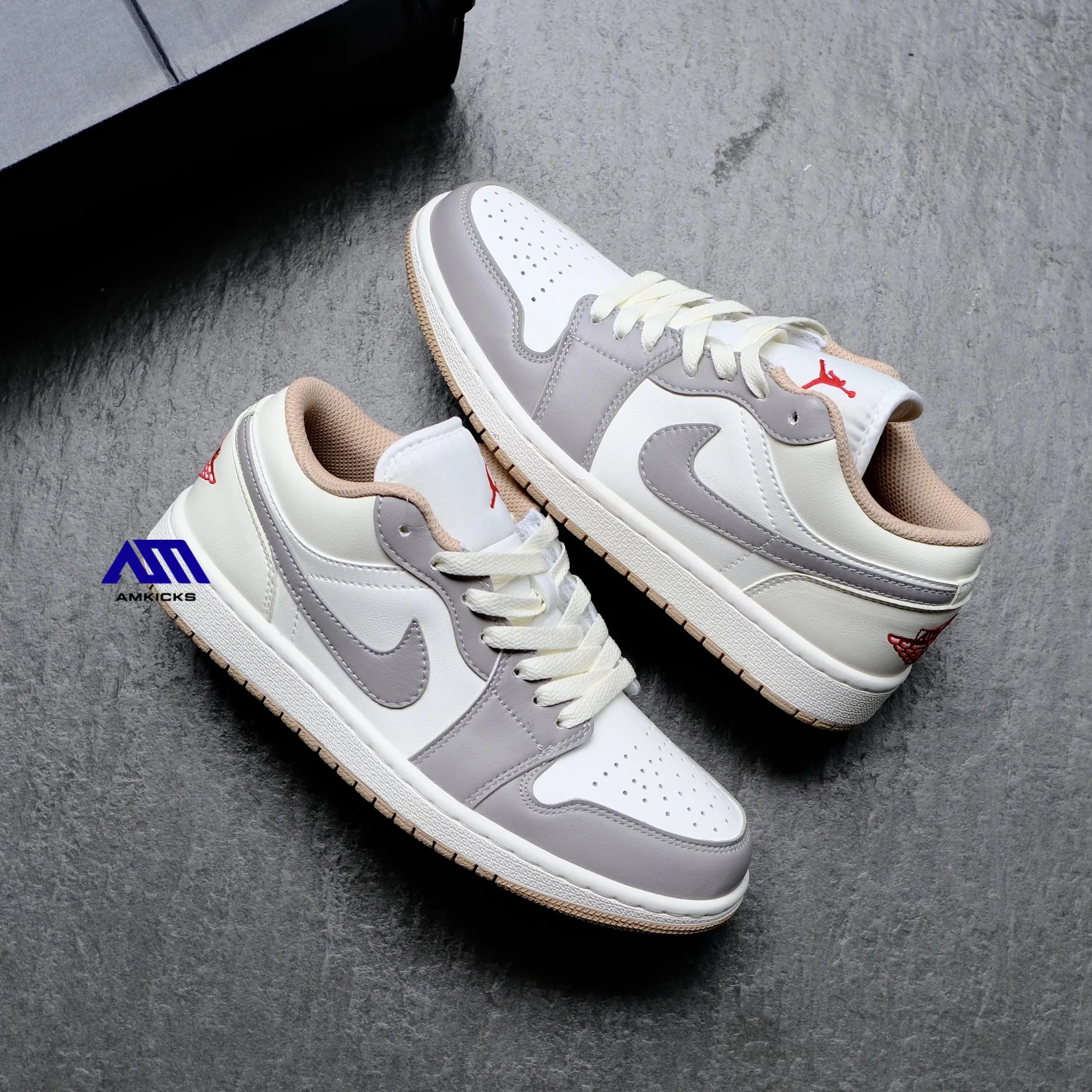 Jordan 1 Low "Sail Fire Red College Grey"