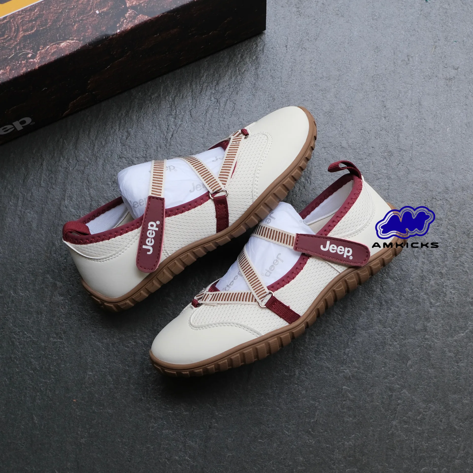 Jeep Mary Jane Sandals – Beige Red
