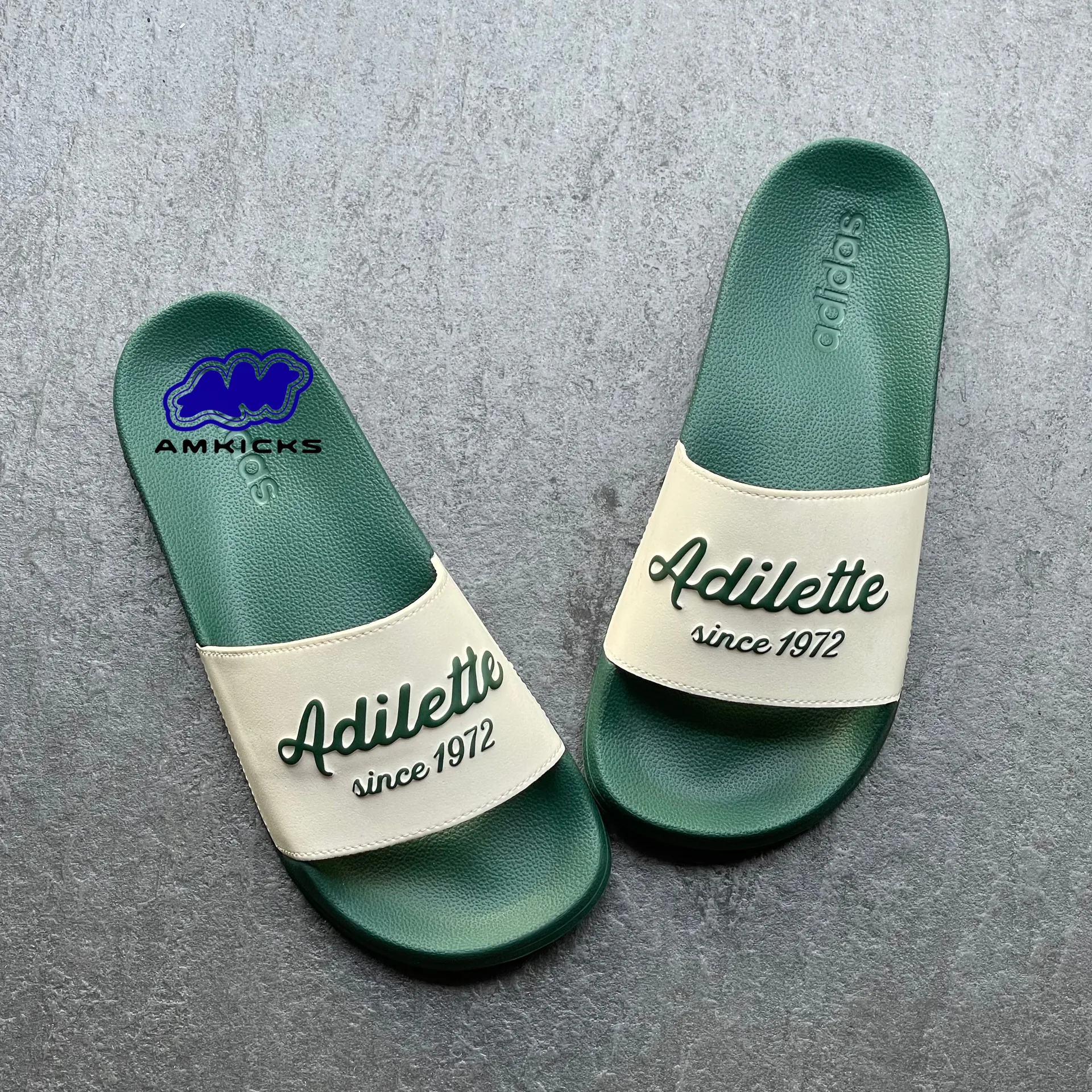 adidas Adilette Shower Slides Wonder White Collegiate "Green"