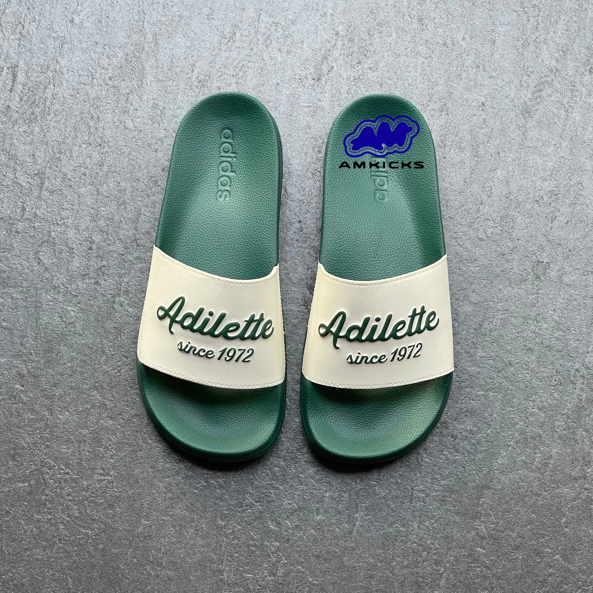 adidas Adilette Shower Slides Wonder White Collegiate "Green"