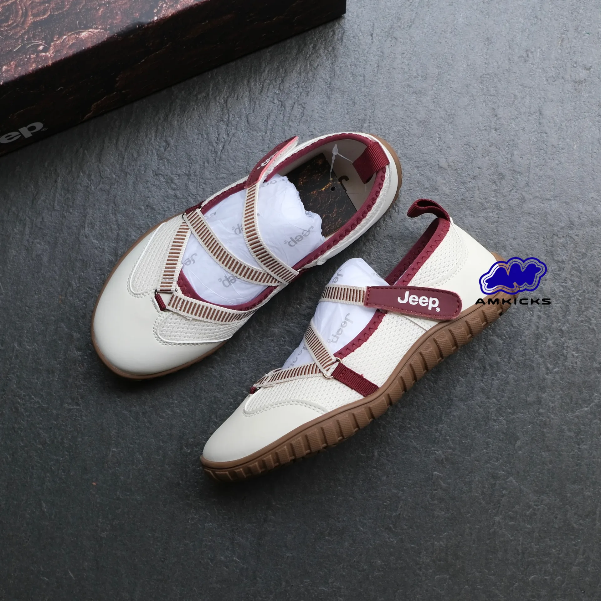 Jeep Mary Jane Sandals – Beige Red