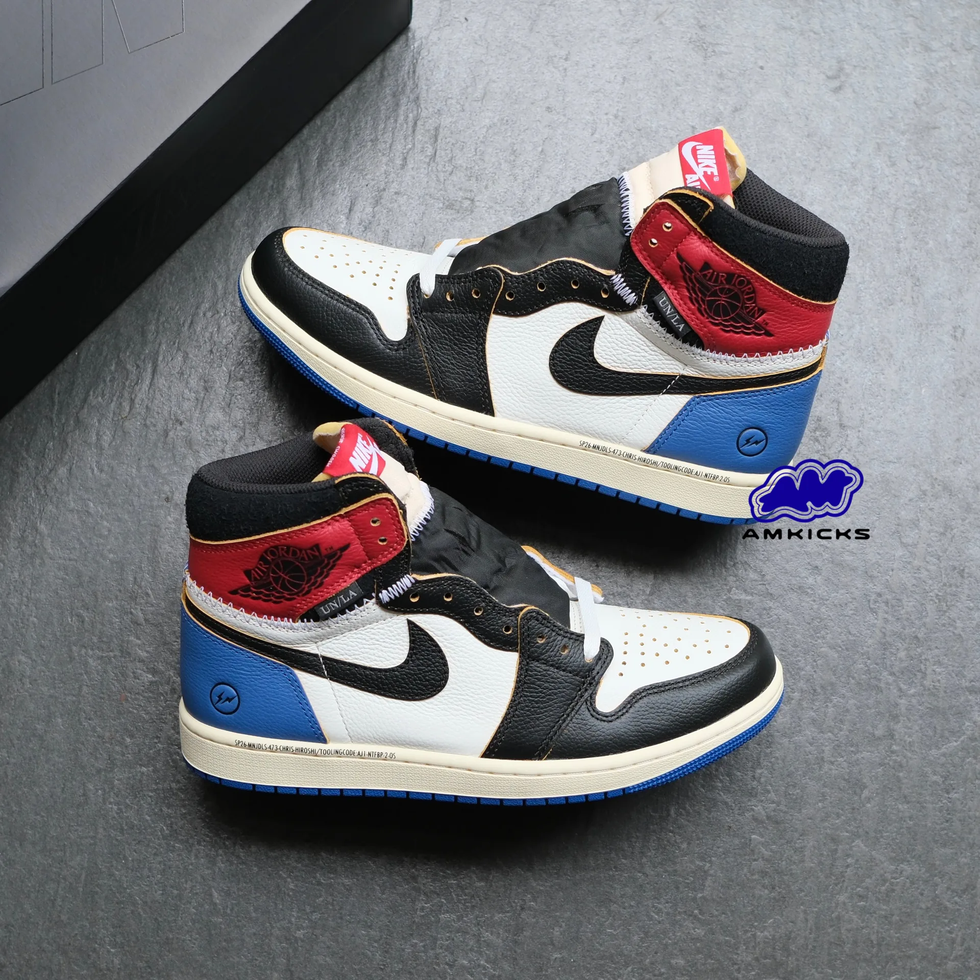Jordan 1 Retro High OG SP Fragment x Union LA Varsity Red Sport Royal