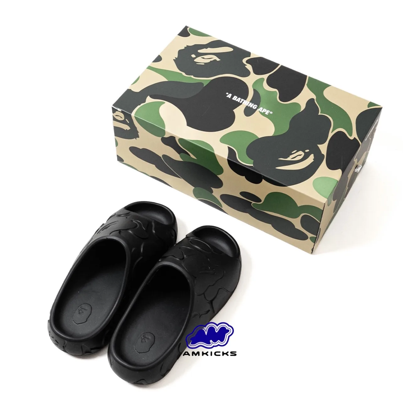 A Bathing Ape Slide #1 Black Solid Camo