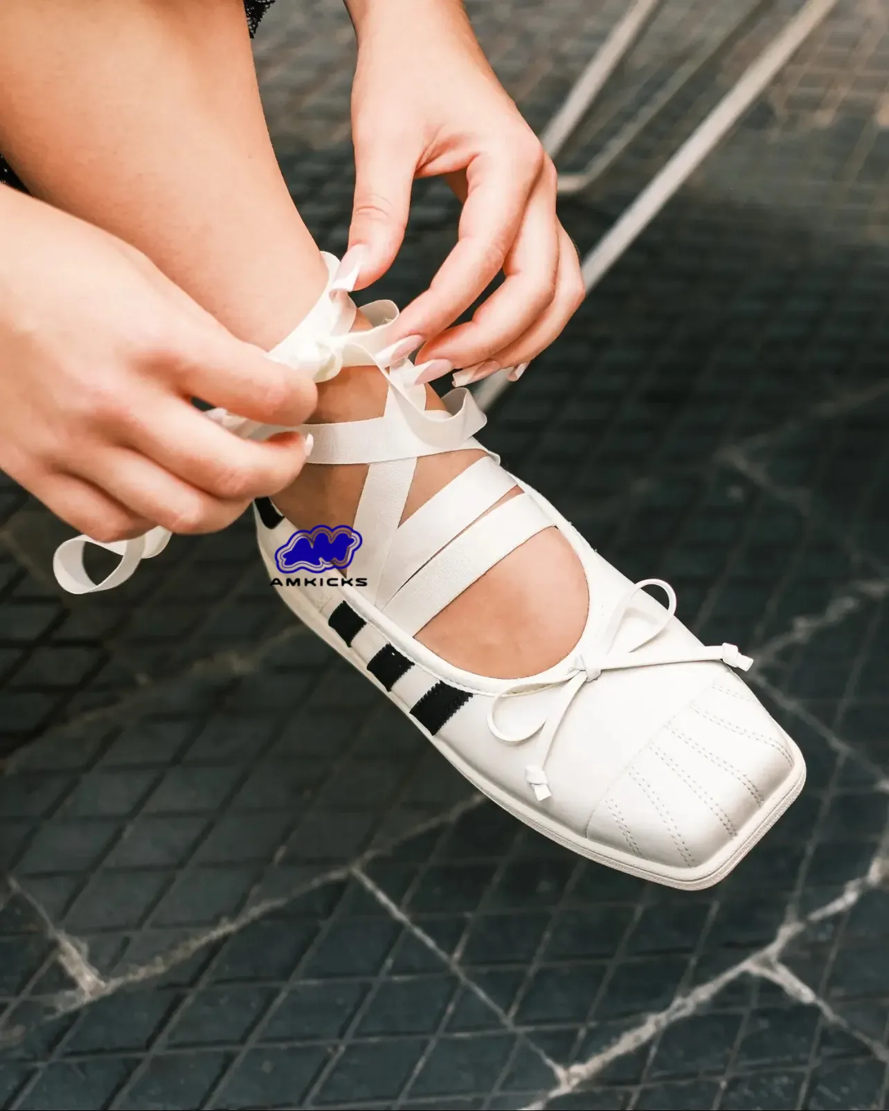 adidas Superstar Square Toe Ballet "JENNIE Off White Black"
