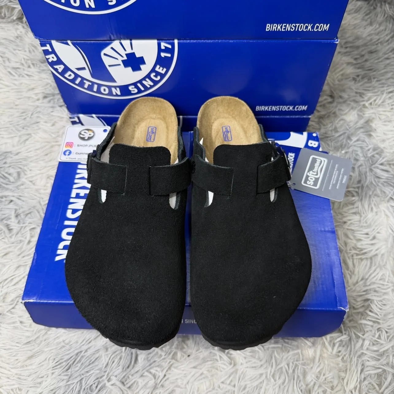 Birkenstock Boston Soft Footbed "Suede Black"