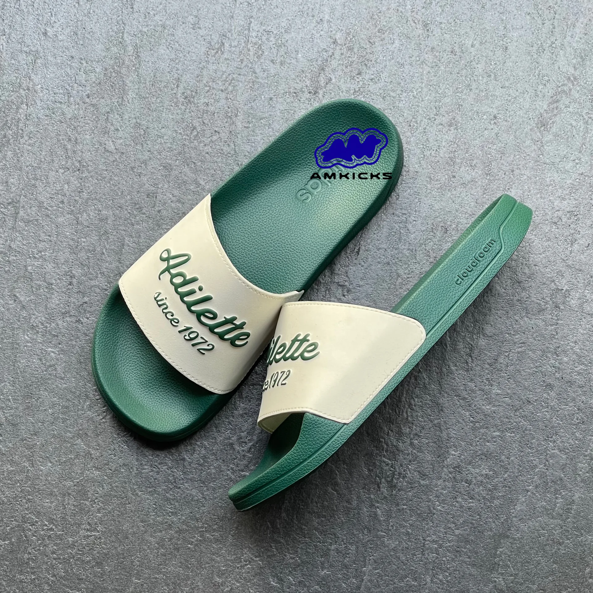 adidas Adilette Shower Slides Wonder White Collegiate "Green"