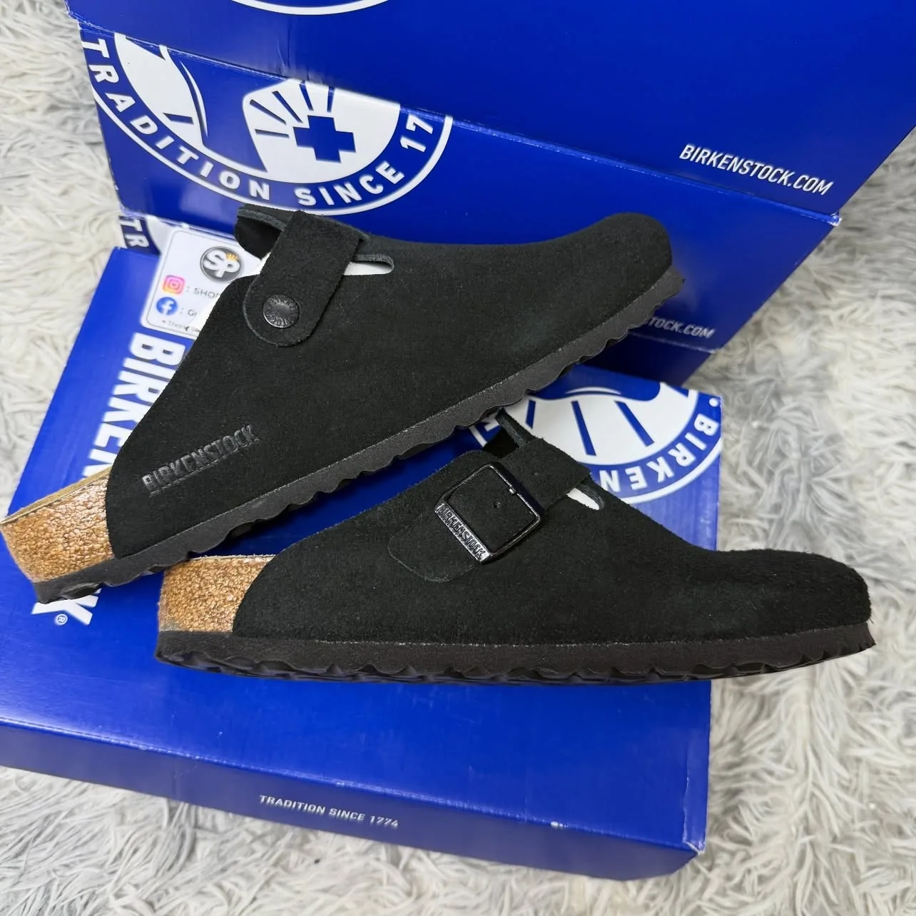 Birkenstock Boston Soft Footbed "Suede Black"