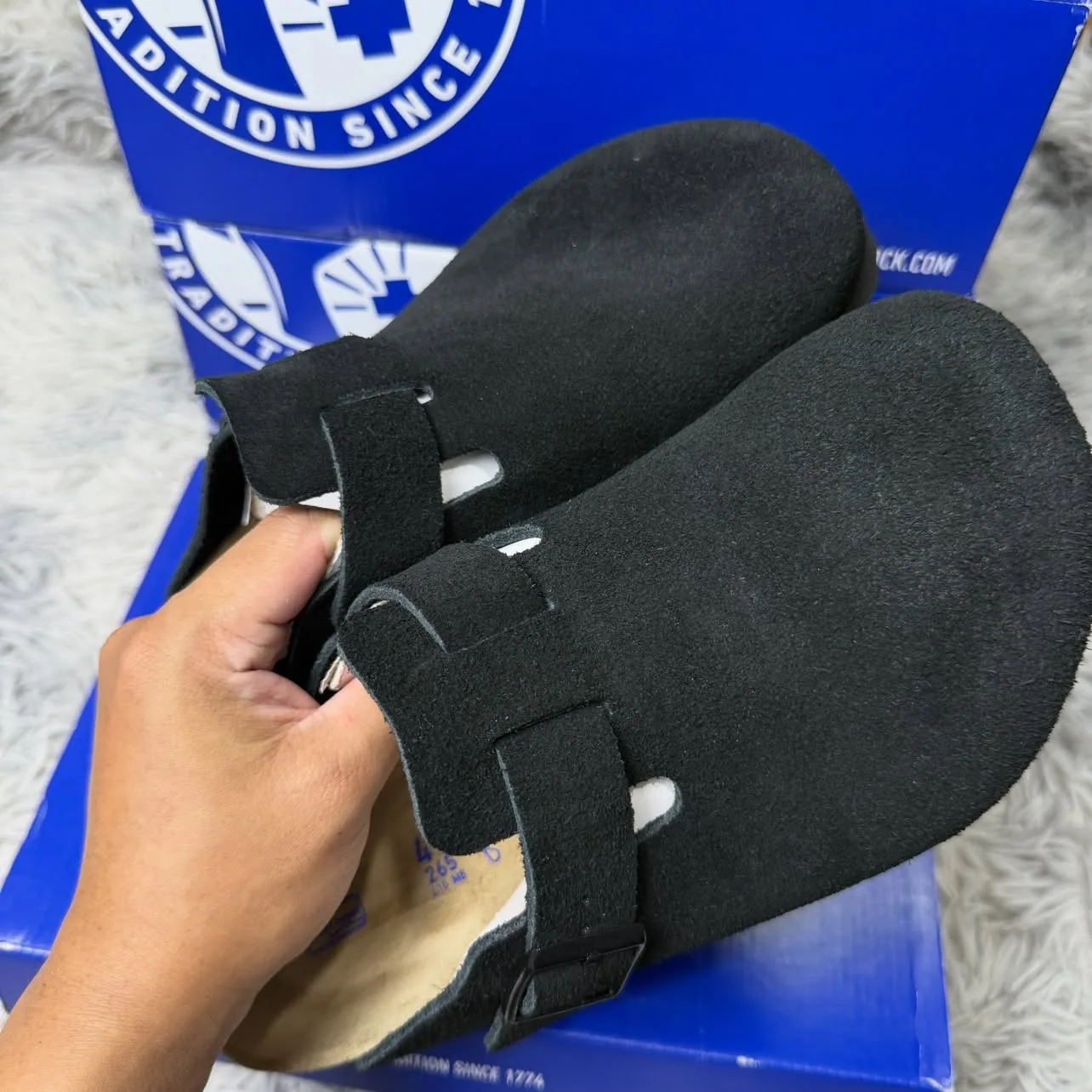Birkenstock Boston Soft Footbed "Suede Black"