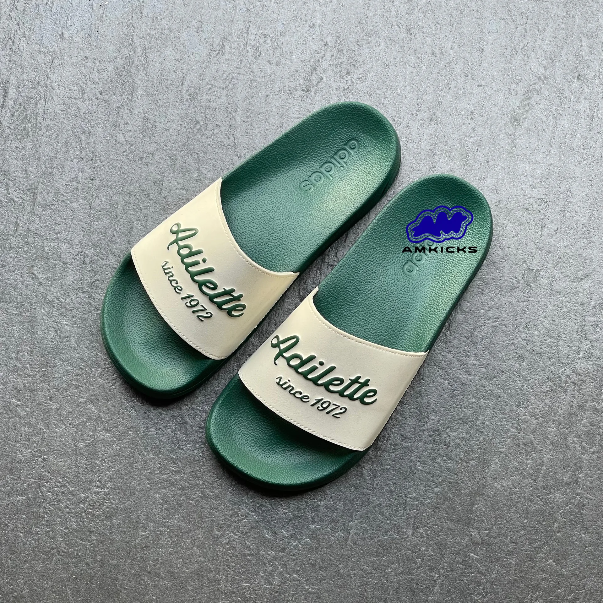 adidas Adilette Shower Slides Wonder White Collegiate "Green"
