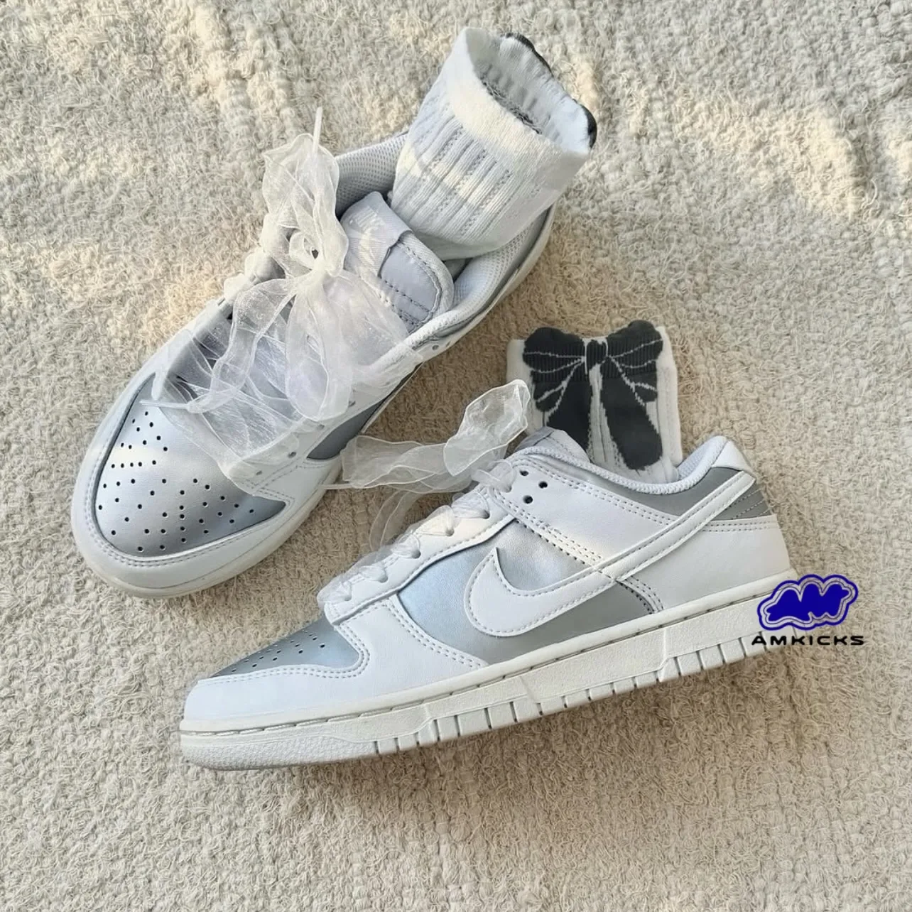 Nike Dunk Low Next Nature Sheer Lace Metallic Platinum